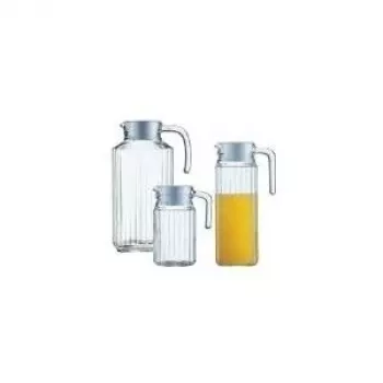 Jarra de cristal Esmeyer Quadro 1,7 L, altura 256 mm, con tapa de plástico blanca