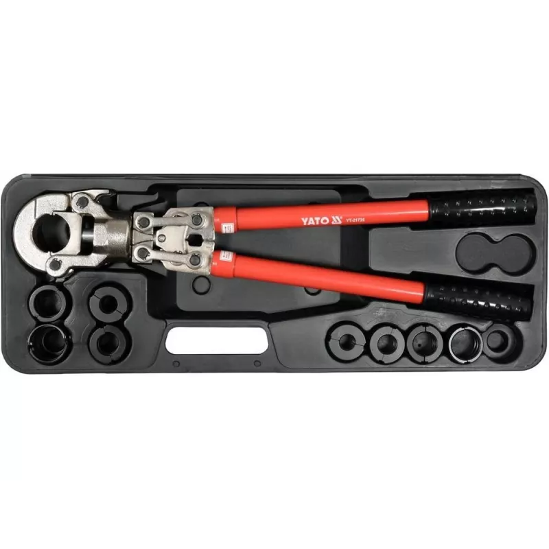 Yato PEX-AL-PEX Tenaza de crimpar manual con set de 8 mordazas
