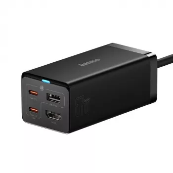 Cargador BASEUS GaN 2x USB-C, USB-A, HDMI 4K, 67W, PPS, PD, QC, USB4