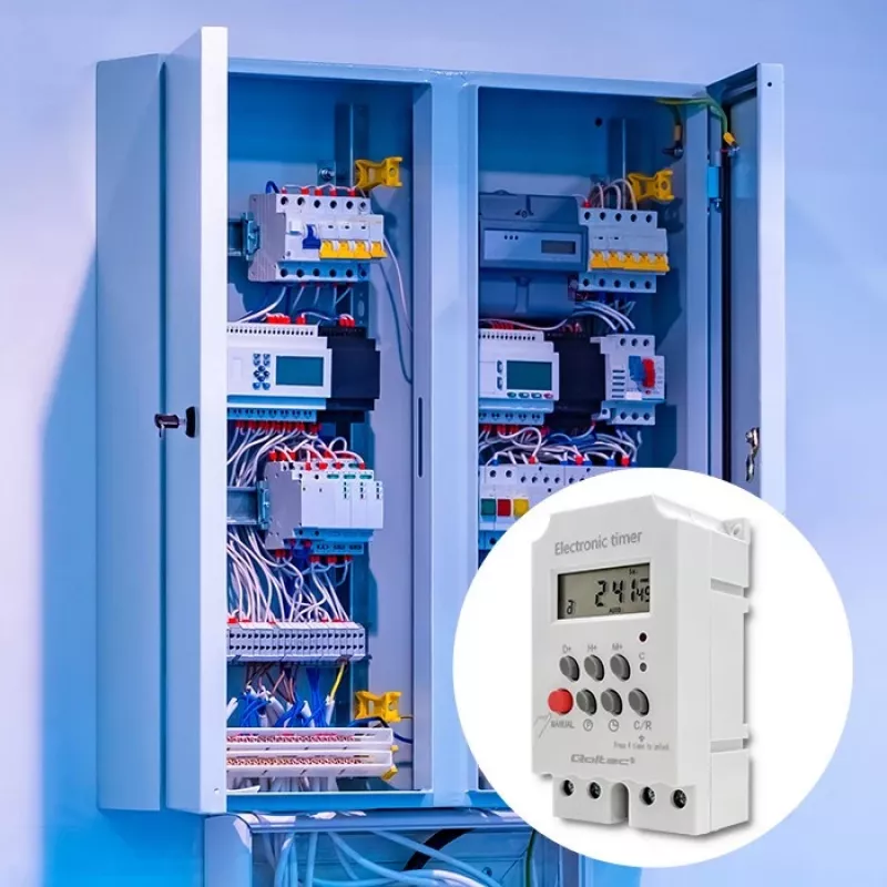 Temporizador electrónico para carril DIN QOLTEC PC0629 — alimentación 24V, salida 16A