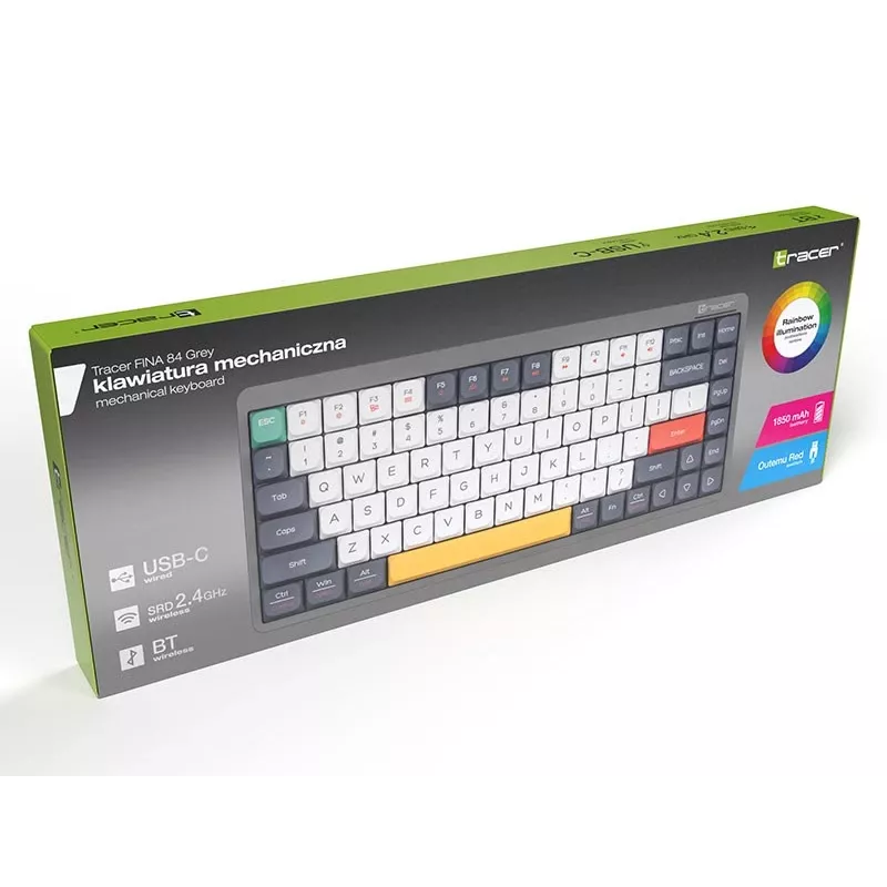 Teclado mecánico Tracer FINA 84 gris (interruptor Outemu Red) TRAKLA47279