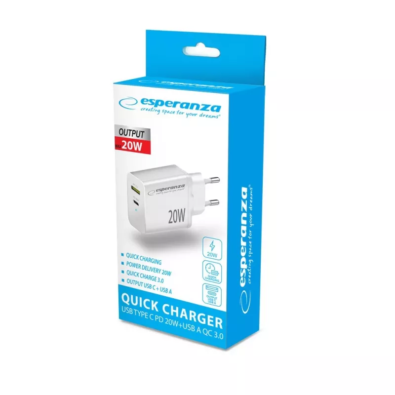 Cargador de pared Esperanza EZC105W 20W blanco