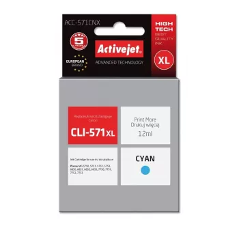 Activejet ACC-571CNX tinta (sustituto de Canon CLI-571XLC; Supreme; 12 ml; cian)