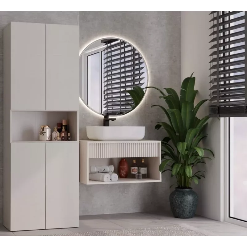 Armario de baño Nel DK 1K cesta color crema