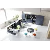 Taburete ergonómico de equilibrio Up Up Seul negro, D47 tejido azul