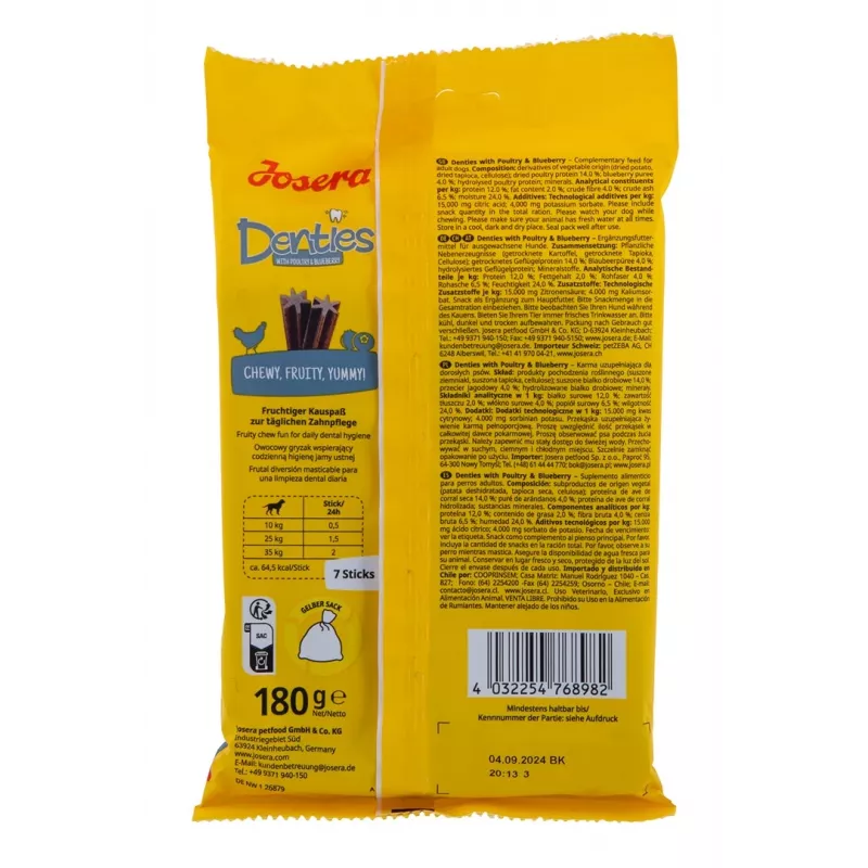 JOSERA Denties ave con arándanos - Snack para perros - 180g