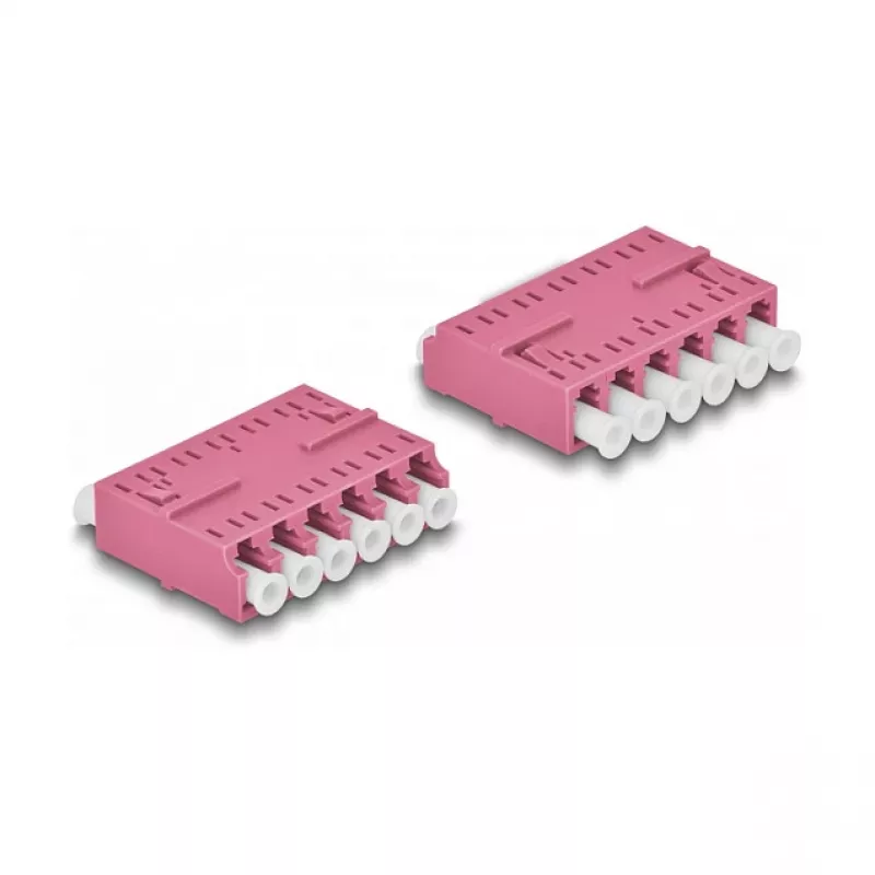 Acoplador de fibra óptica DeLOCK HD LC Hexaplex conector hembra a conector hembra LC Hexaplex violeta