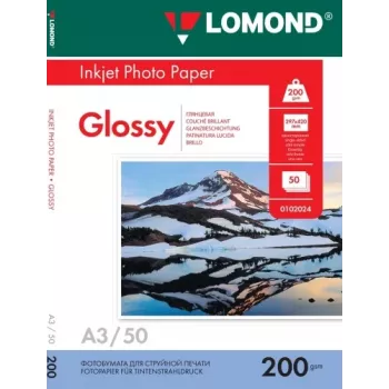 Papel fotográfico de inyección de tinta Lomond brillante 200 g/m² A3, 50 hojas