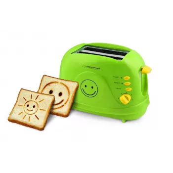 Tostadora eléctrica de mesa ESPERANZA EKT003, 2 rebanadas, 750 W, 7 niveles de tostado, función de descongelación, bandeja recogemigas extraíble, verde