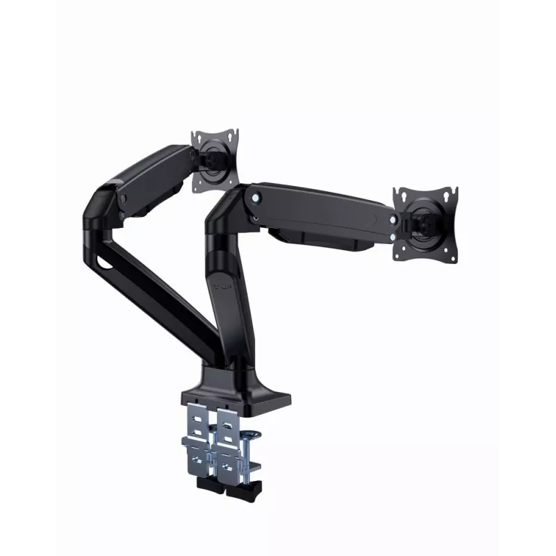 Soporte para monitor GEMBIRD MA-DA2-03 para pantallas de hasta 35 pulgadas, pinza de mesa, VESA 75x75–100x100, 20 kg, negro, Doble pantalla