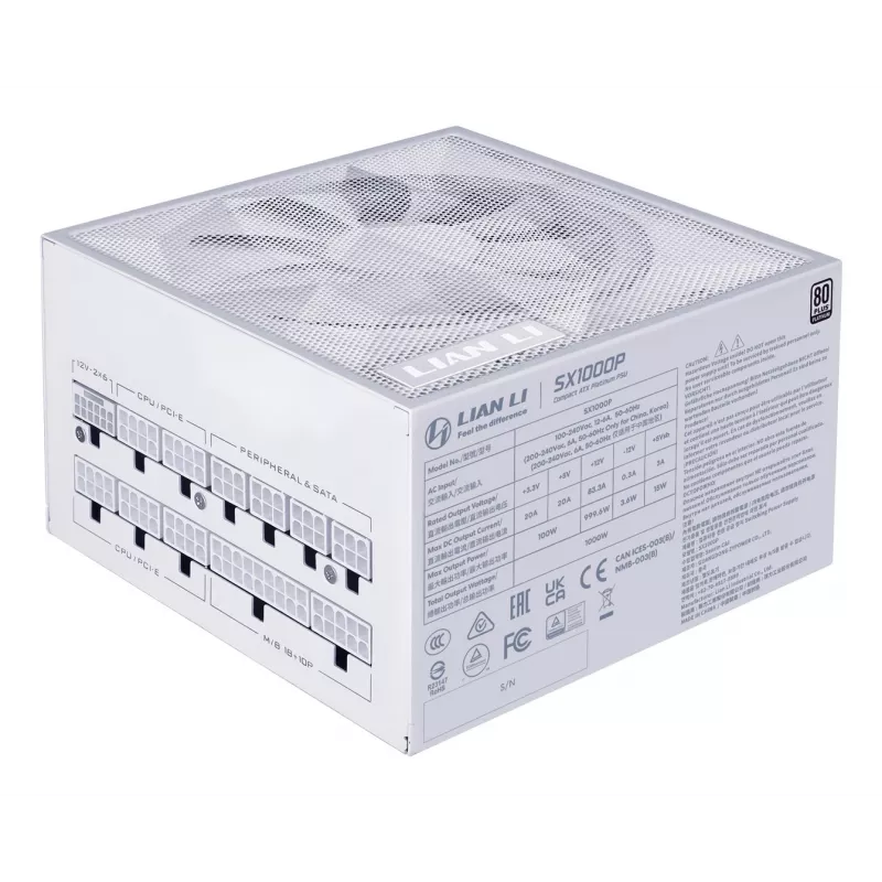 Fuente de alimentación Lian Li SX Series 80 PLUS Platinum totalmente modular PCIe 5.1 ATX 3.1 1000 W