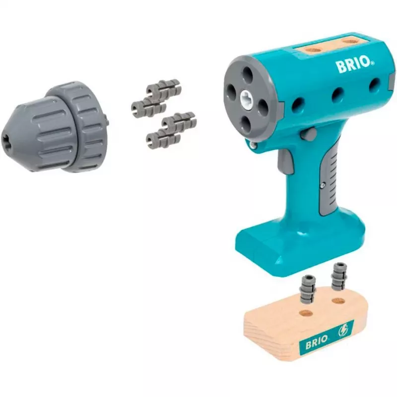 Destornillador eléctrico de juguete BRIO Builder modelo 63460000 — diseño realista, herramienta a pilas