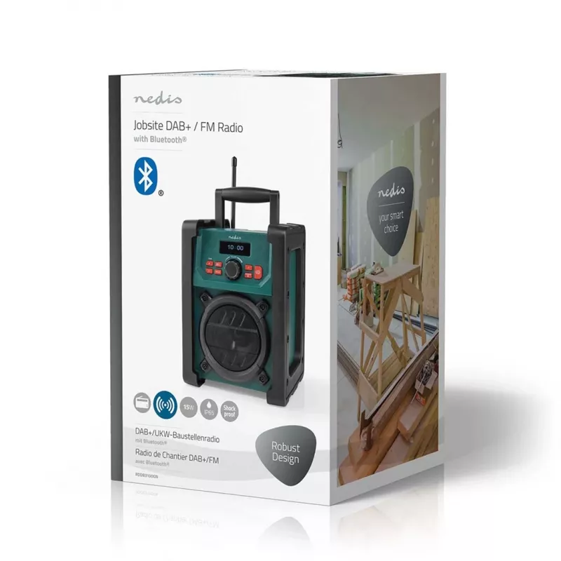 Radio Nedis RDDB3100GN 15W Bluetooth IP65 Negro/Verde