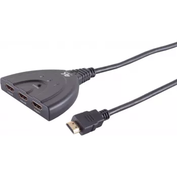 Conmutador HDMI ShiverPeaks 05-02007 3x1 4K60Hz — 3 entradas a 1 salida, UHD 3840x2160@60Hz