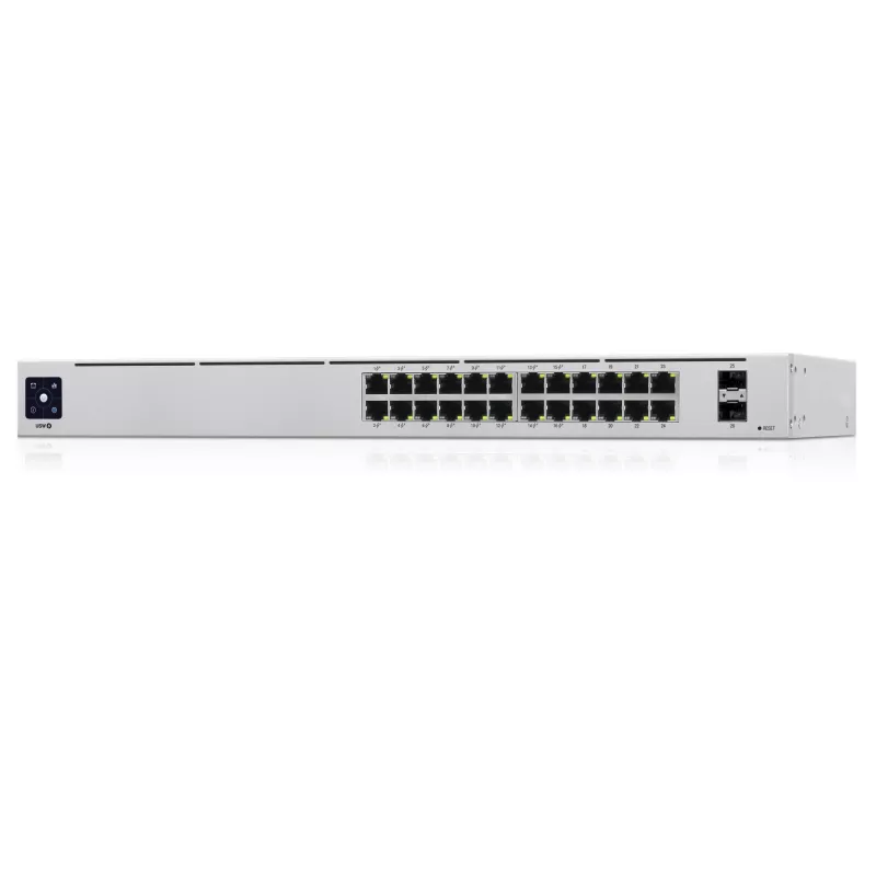 Conmutador gestionado L2/L3 Ubiquiti UniFi USW-24-POE, 24x Gigabit Ethernet (16x PoE+), 2x SFP, 1U, plateado
