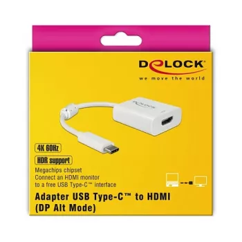 Adaptador de cable de vídeo DeLOCK 63937 USB Type-C a HDMI 0,1 m Blanco
