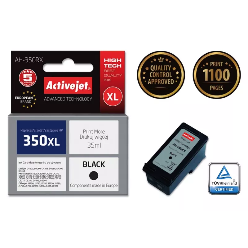 Activejet AH-350RX Tinta (sustituto de HP 350XL CB336EE; Premium; 35 ml; negro)
