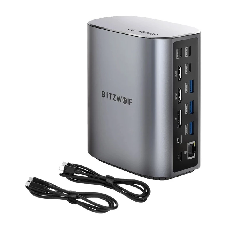 Estación de acoplamiento BlitzWolf BW-TH15 17en1 — 2x HDMI, DisplayPort, 4x USB-C