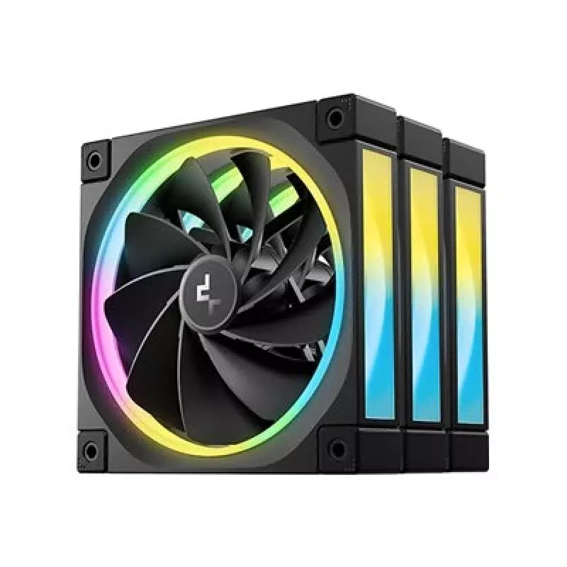 DeepCool FL12R 3-in-1 ventiladores de caja de 120 mm (3 uds.), Reverse, PWM de 4 pines, 500-2150 rpm, FDB, negros