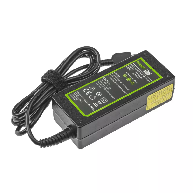 Adaptador de corriente Green Cell AD38AP 65W para portátiles Lenovo, 20V 3,25A, cable de 1,2 m, negro