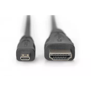 Digitus ASSMANN - Cable HDMI con Ethernet - 19 pin micro HDMI Type D macho a HDMI macho - 1 m - Triple aislamiento - Negro (AK-330115-010-S)