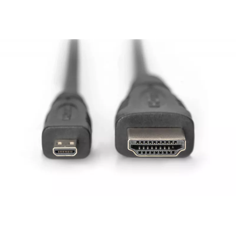 Digitus ASSMANN - Cable HDMI con Ethernet - 19 pin micro HDMI Type D macho a HDMI macho - 1 m - Triple aislamiento - Negro (AK-330115-010-S)