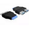 Adaptador Delock USB 3.0 pin header hembra > 2 x USB 3.0 hembra - uno junto a otro (65324)