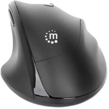 Manhattan Ratón inalámbrico ergonómico, para diestros, 800/1200/1600 dpi ajustables, 2,4 GHz (hasta 10 m), seis botones con rueda de desplazamiento, receptor combo USB-A y USB-C, negro, pila AA (incluida), tres años de garantía