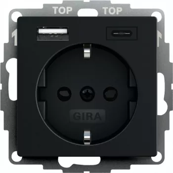gira Toma de corriente con conexión USB, modelo 2459005, negro