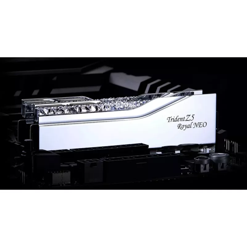 DIMM 64 GB DDR5-6000 (2x 32 GB) kit dual, memoria RAM plateada, F5-6000J2636H32GX2-TR5NS, Trident Z5 Royal Neo, AMD EXPO