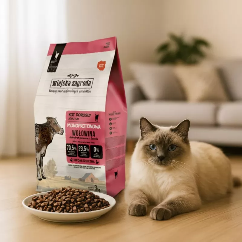 WIEJSKA ZAGRODA Monoproteico ternera - Pienso para gatos - 3 kg