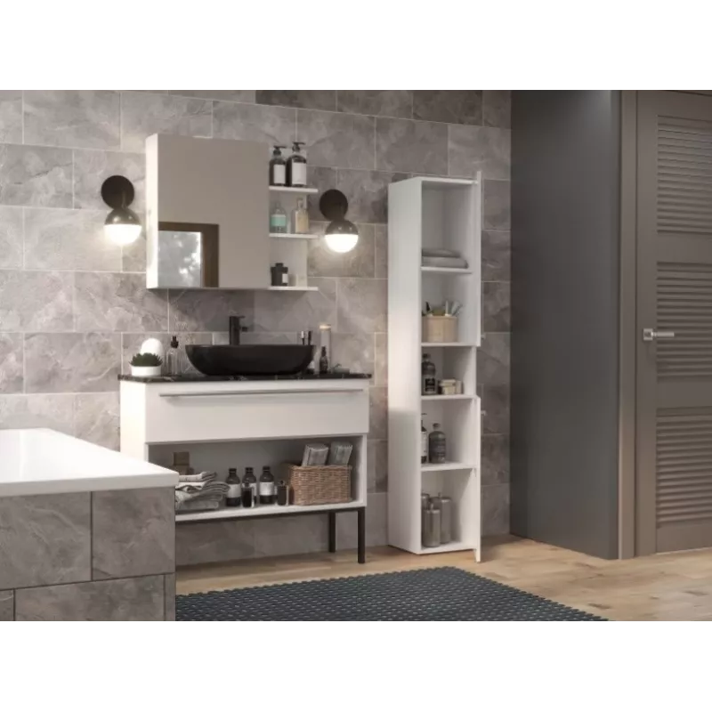 Armario de baño NEL I 31x30x174 cm, blanco, brillo