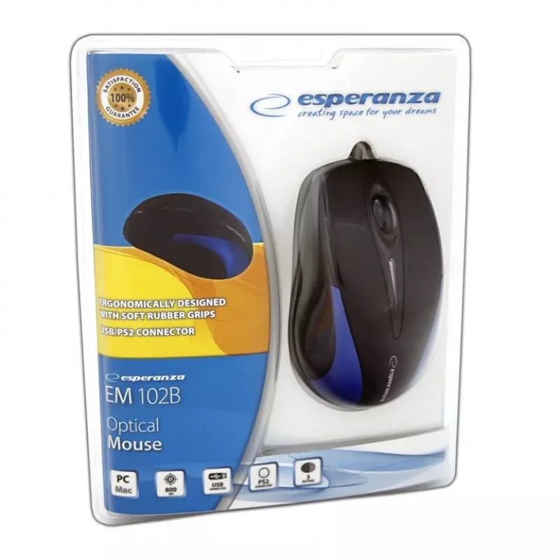 Esperanza EM102B - Ratón - Óptico - 3 botones - Negro