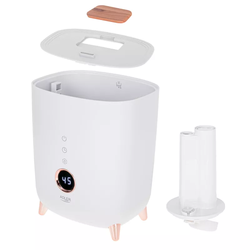 Humidificador ultrasónico Adler AD 7972 — depósito de 4 L, 300 ml/h, hasta 35 m², 23 W, blanco