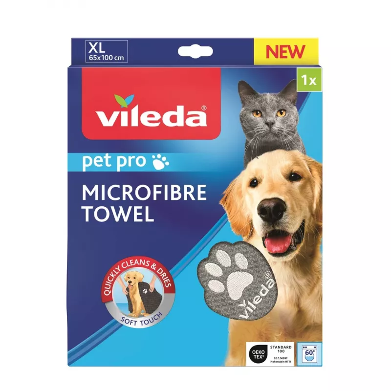 Toalla de microfibra VILEDA 172651 para gatos y perros, gris, 650×1000 mm, poliamida