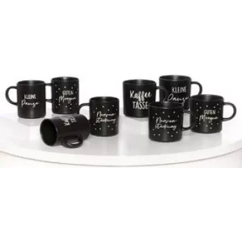 Set de tazas de café de porcelana de ritzenhoff & breker SVART 390 ml, apto para lavavajillas, negro, pack de 4