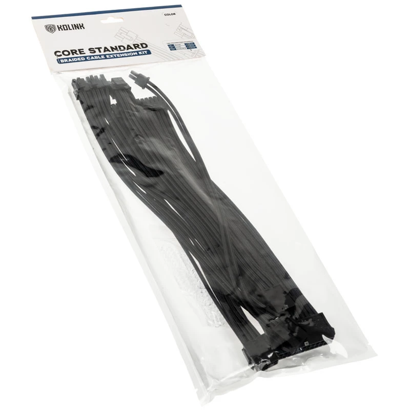 Kolink Core Standard Kit de Extensión de Cables Trenzados - Jet Negro