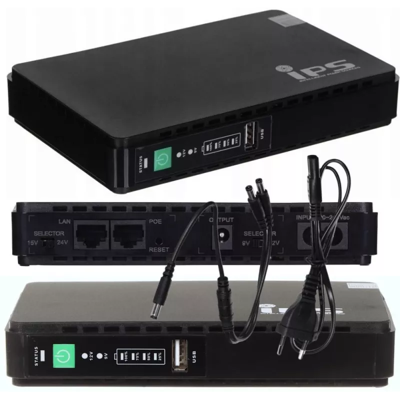 Fuente de alimentación MPL Power RouterUPS-30-PoE 30 W para interiores, 100–240 V, negro, 160×105×28 mm