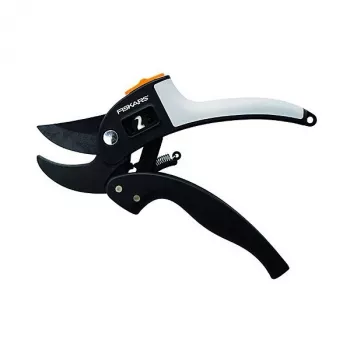 Tijera de podar Fiskars 1000575 yunque — tijera de jardín manual para cortar madera seca, negro/naranja
