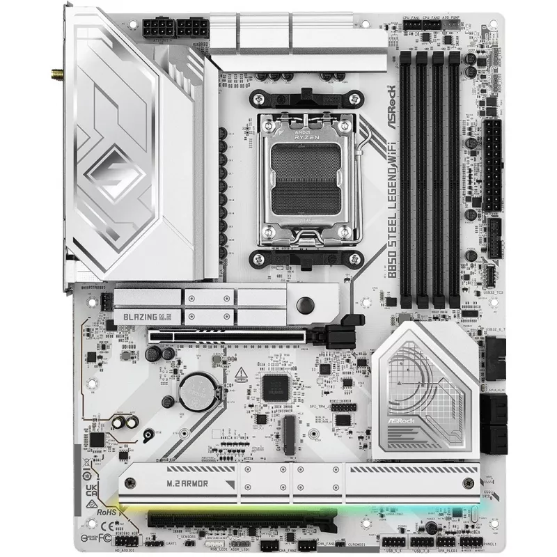 Placa base ASROCK B850 Steel Legend WiFi ATX — AMD B850, socket AM5, DDR5, 4x DIMM, 4x M.2, Wi-Fi 7, 2.5Gb LAN