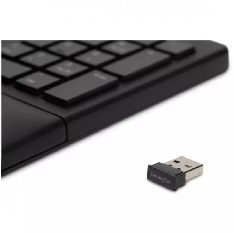 Kensington ProFit Ergo Teclado inalámbrico FR, tamaño completo (100%), con cable e inalámbrico, RF inalámbrico + USB, AZERTY, negro