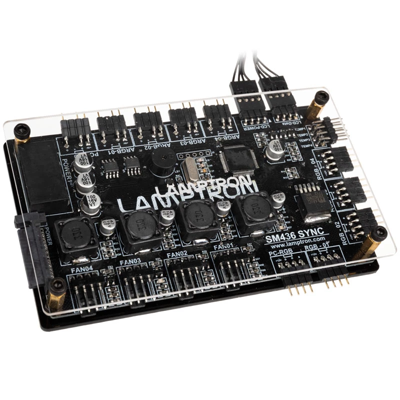 Controlador de ventiladores y LED RGB PCI Lamptron SM436 Sync Edition, negro