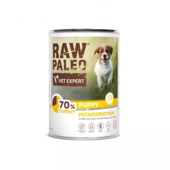 RAW PALEO Puppy Monoprotein Turkey - comida húmeda para cachorros - 400 g