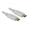 Delock - Cable USB-C/alimentación - Conector macho USB-C de 24 contactos a conector macho USB-C de 24 contactos - 5 A - 15 cm - Alimentación USB (100 W), compatible con Power Delivery 2.0 - Blanco (85357)