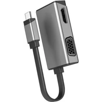 ALOGIC MagForce Duo Play - Adaptador de vídeo - 24 pin USB-C macho a HD-15 (VGA), HDMI hembra - 7,5 cm - Gris espacial - compatible con 4K 60 Hz (4096 x 216
