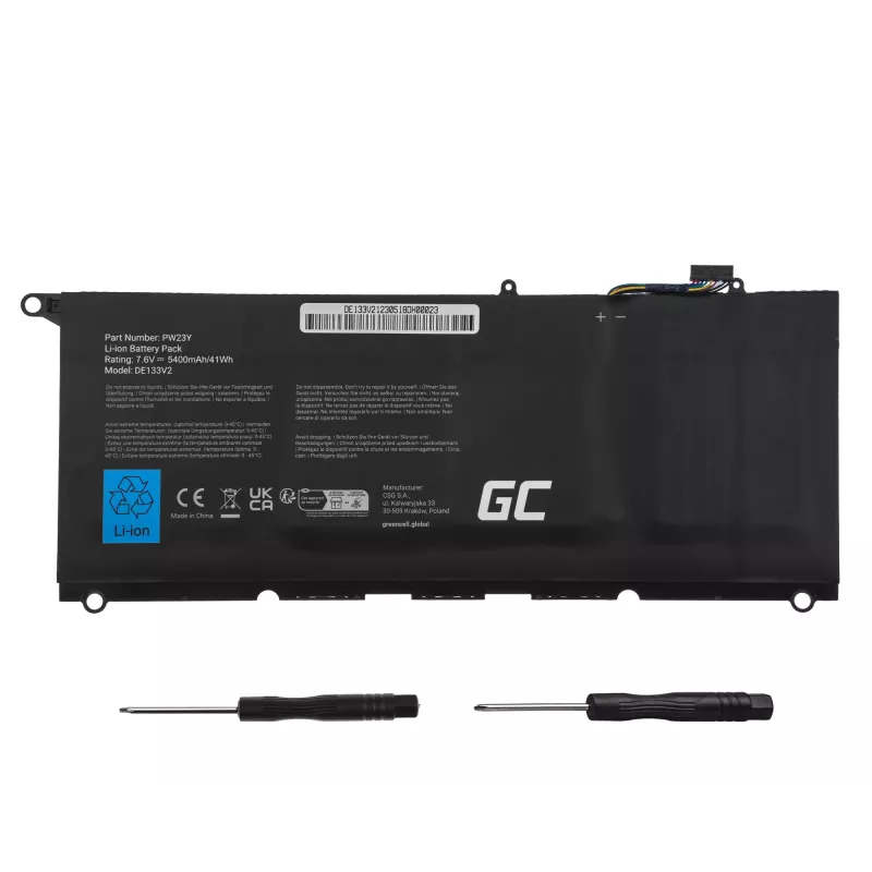 Batería para portátil Green Cell DE133V2 para Dell XPS 13 9360