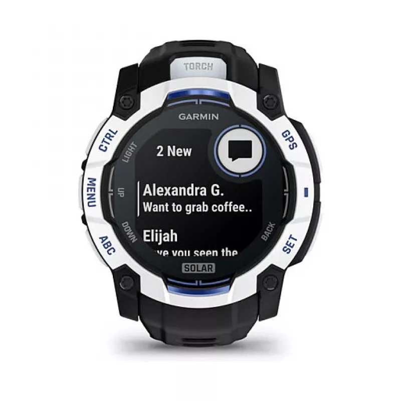 Smartwatch GARMIN Instinct 3,05 cm (1,2 pulgadas) AMOLED 45 mm 390x390 px pantalla táctil Negro Blanco GPS 4 GB 53 g correa de silicona