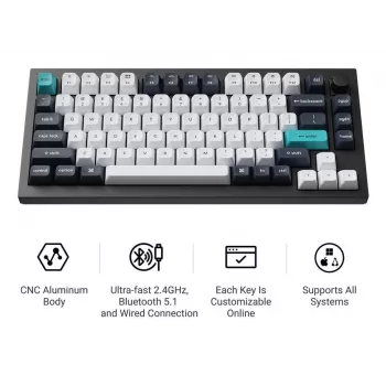 Teclado mecánico Keychron Q1 Max 75% con interruptores Banana, Carbon Black