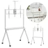 Soporte de TV de suelo MACLEAN MC-114 W para pantallas 55 inch–100 inch, blanco, VESA hasta 900x600, carga máxima 120 kg, altura 115–152 cm, estante