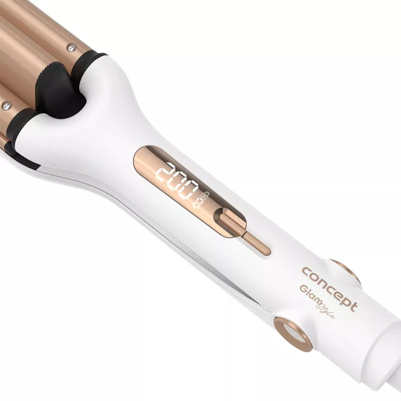 Concept GLAM Style KT2140 ondulador de pelo, 100 W, 9 niveles de temperatura, recubrimiento cerámico, cable giratorio de 1,8 m, oro rosa